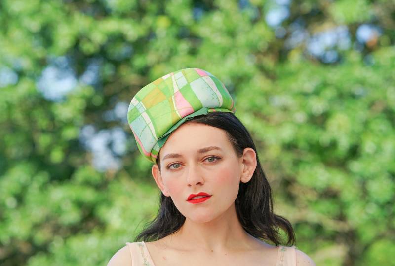 Vintage Retro Colorblock Pillbox Hut, 1950Er-60Er Jahre Frauen Teeparty Frühling Sommer Hochzeitshut, Mod Hut von hisandhervintage