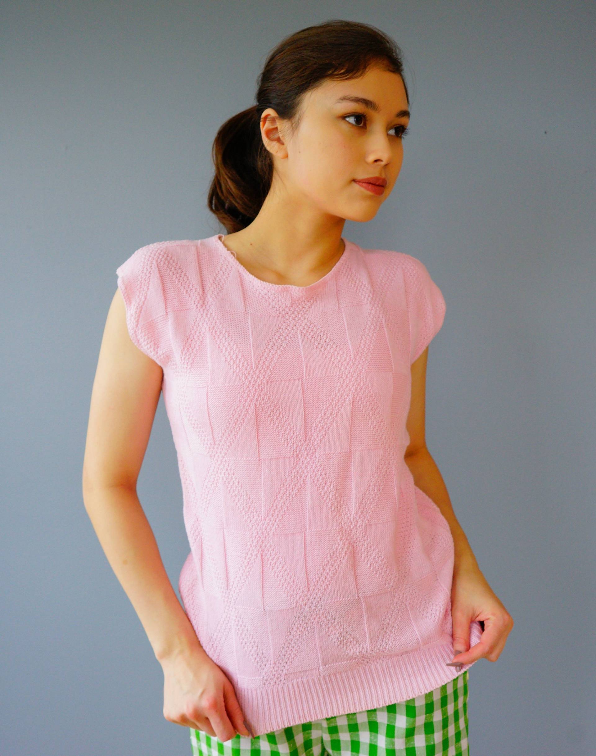 Vintage Strickbluse Größe S Von Amana Woolen Mills, Strickhemd, 1980Er Jahre Pullover, Bauchfreies Top, Top von hisandhervintage