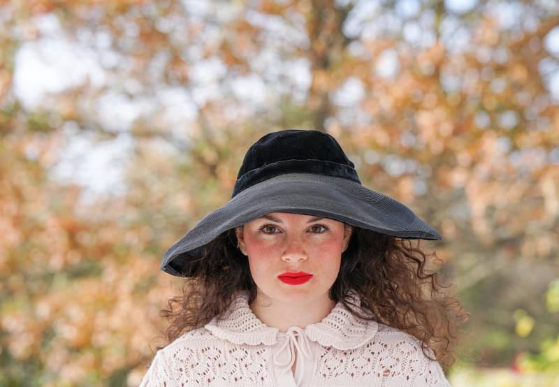 Vintage Stroh Samt Floppy Hut Von Vendome, Breiter Krempe Hut, 1950Er-60Er Jahre Frauen Slouchy Sonnenhut, Hexenhut, Retro Mcm von hisandhervintage