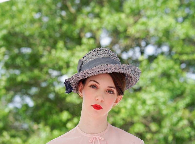 Vintage Stroh Trilby Hut, Frauen Fedora 1950Er-60Er Jahre Breite Krempe Mod Kentucky Derby Tea-Party Hut Vintage Stroh Trilby Hut, Frauen Fedora 1950Er-60Er Jahre Breite Krempe Mod Kentucky Derby Tea-Party Hut von hisandhervintage