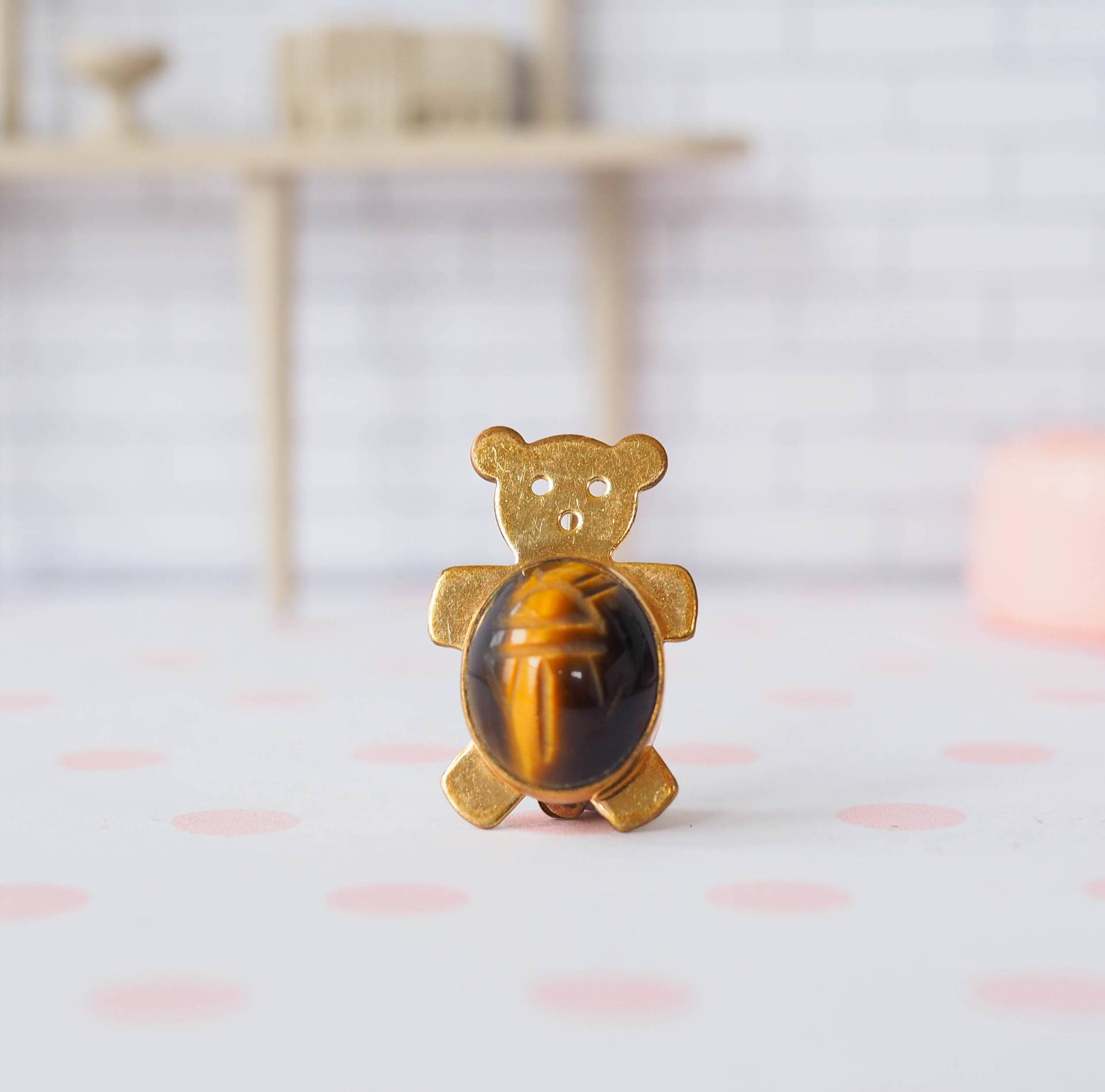 Vintage W.e. Richards Brosche, Wre Anstecknadel, Gold Filled Skarabäus Bär Schmuck, 1940Er Jahre Modeschmuck von hisandhervintage