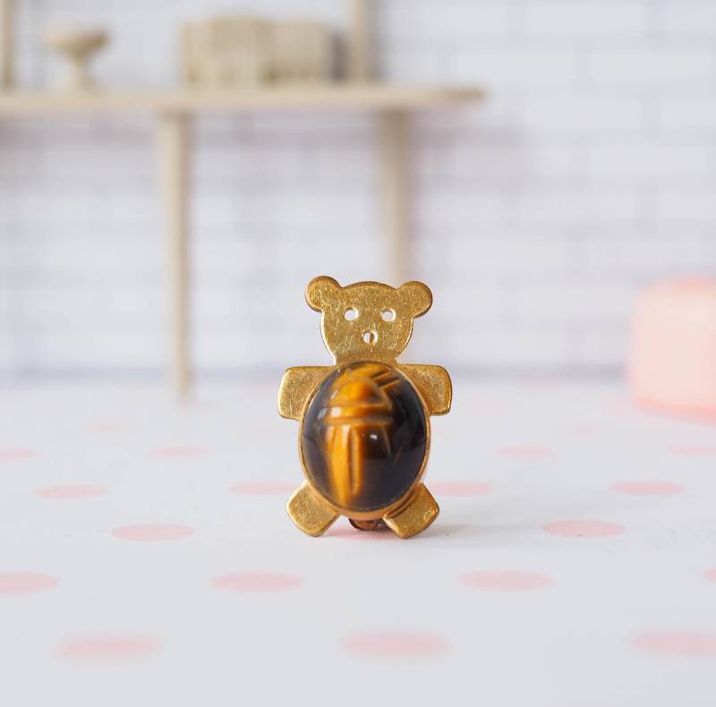 Vintage W.e. Richards Brosche, Wre Anstecknadel, Gold Filled Skarabäus Bär Schmuck, 1940Er Jahre Modeschmuck von hisandhervintage