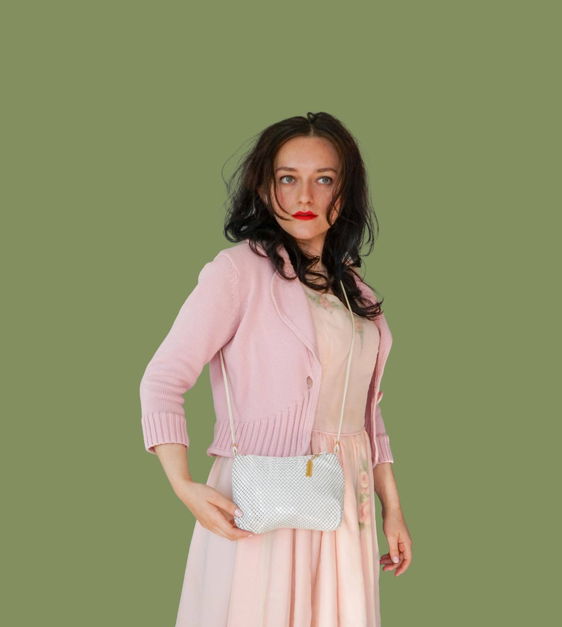 Vintage Weiße Metall Mesh Tasche Von White Am 1980Er Jahre/ Jahre Abendtasche/ Frauen Tasche/ Handtasche/ Mittelaltertasche von hisandhervintage