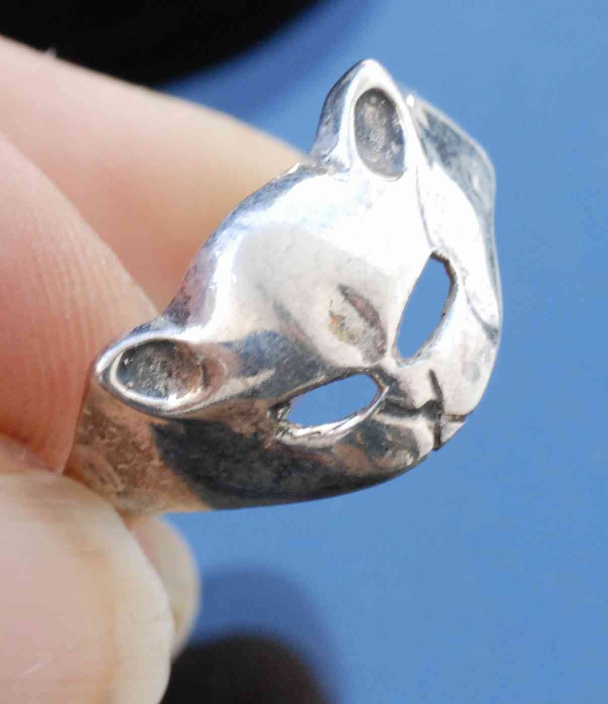 925 Sterling Silber Colse Out Nachlass Verkauf Cougar Maske Art-Deco-Ring Band Größe 8, 75Vintage Treasure Sale349-Power Und Smart 925 Sterling Silber Colse Out Nachlass Verkauf Cougar Maske Art-Deco-Ring Band Größe 8, 75Vintage Treasure Sale349-Power Und Smart von historymemorial