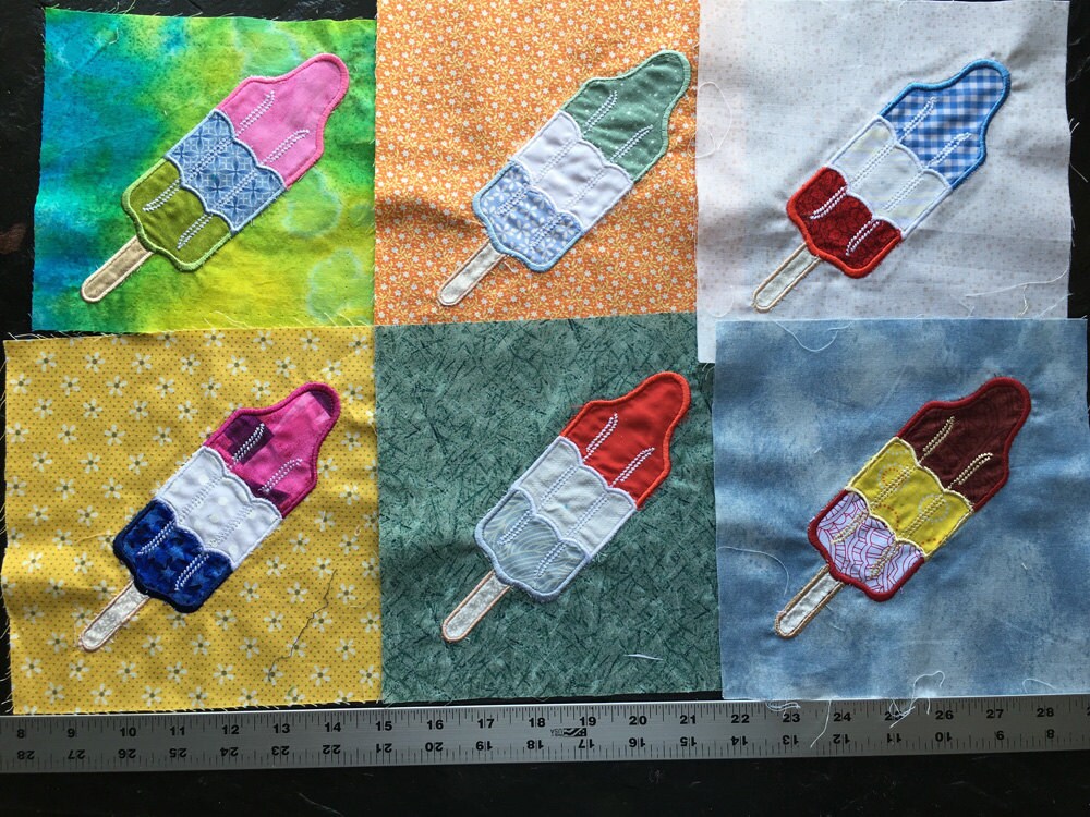 Bestickte Popsicle Stoffplatte 15, 5 > Applikationiert, Maschinell Bestickt >Holen Sie Ihre Wahl Quilt, Kleiderbedarf von historyofagirl