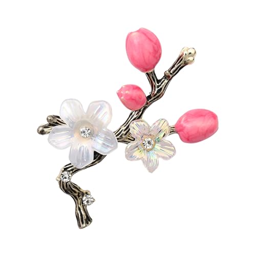 Exquisite Pflaumenblüte Pfirsich Zweig Brosche für Damen Kleidung Mantel Schmuck Zubehör Geschenk von hiwhale