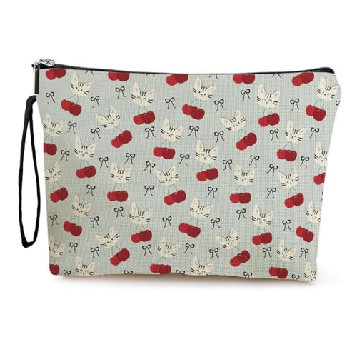 Kawaii Cat Cherry Kosmetik Tasche mit großer Kapazität Bleistift etui tragbare Schreibwaren Aufbewahrung Tasche Reise-Toiletten Beutel Make-up-Taschen von hiwhale