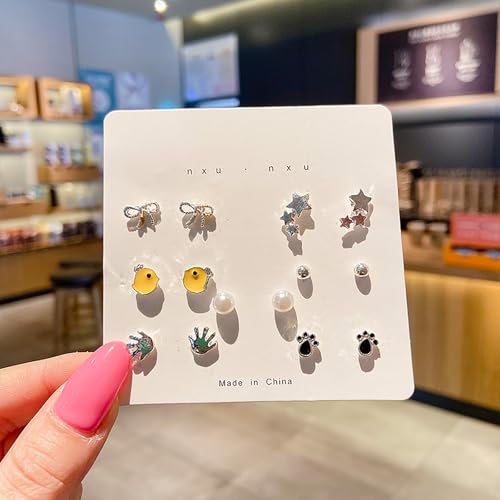 Mode Ohr stecker Set für Frauen Statement Herz Stern Schneeflocke Blume Kristall Perle eine Woche minimalist ische Set Ohrringe Geschenk von hiwhale