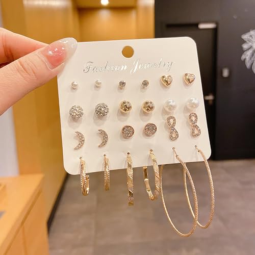 Mode Ohr stecker Set für Frauen Statement Herz Stern Schneeflocke Blume Kristall Perle eine Woche minimalist ische Set Ohrringe Geschenk von hiwhale