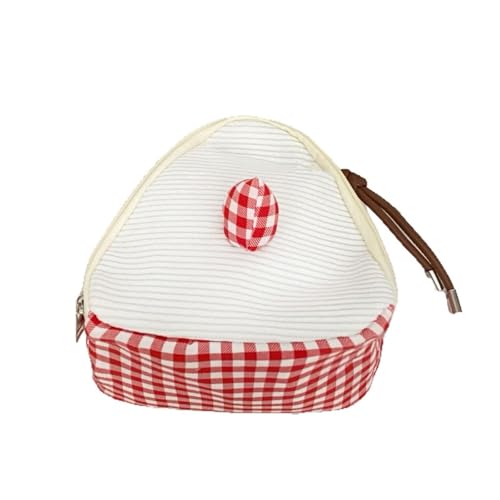 Niedliche Gitter-Kuchen-Sandwich-Make-up-Tasche mit großer Kapazität Damen-Toiletten Tasche tragbar Ring Ohrnagel-Armband-Reise-Handtasche von hiwhale