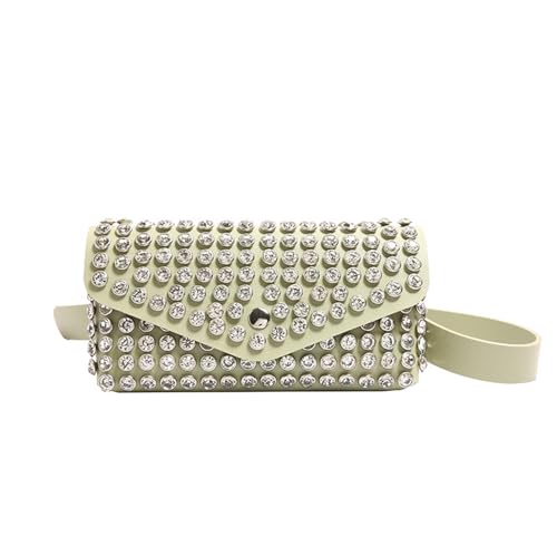 PU Leder Gürteltasche mit modernen dynamischen Nieten Reisetasche Umhängetasche für Frauen Mädchen, grün von hiwhale