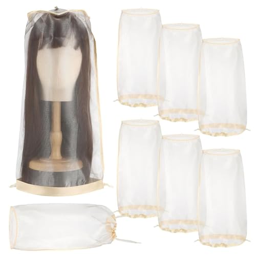 hiwhale 6 Stück Perücke Aufbewahrung Taschen tragbar und verstellbare Perücke Tasche mit Kordel Zug tragbarer Reise-Organizer für Schmutz-Staub von hiwhale