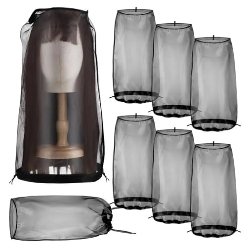 hiwhale 6 Stück Perücke Aufbewahrung Taschen tragbar und verstellbare Perücke Tasche mit Kordel Zug tragbarer Reise-Organizer für Schmutz-Staub von hiwhale