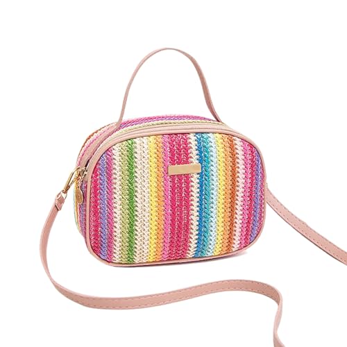 hiwhale Bunte gewebte Damen Strohhalm Tasche Strand Sommer Vielseitige Handtasche Damen Schulter Umhängetasche von hiwhale