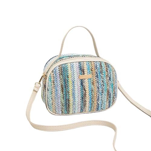 hiwhale Bunte gewebte Damen Strohhalm Tasche Strand Sommer Vielseitige Handtasche Damen Schulter Umhängetasche von hiwhale