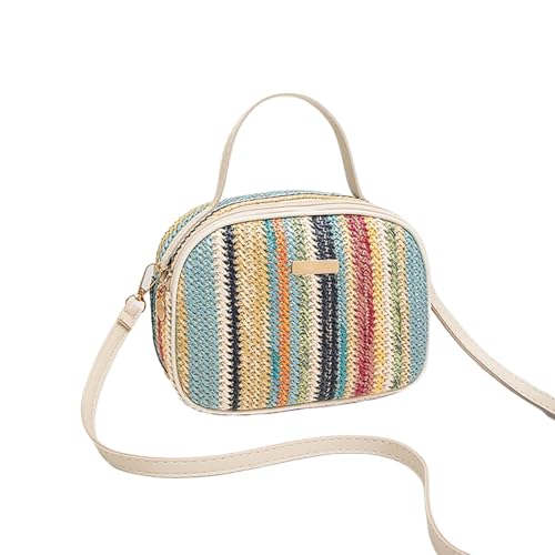 hiwhale Bunte gewebte Damen Strohhalm Tasche Strand Sommer Vielseitige Handtasche Damen Schulter Umhängetasche von hiwhale