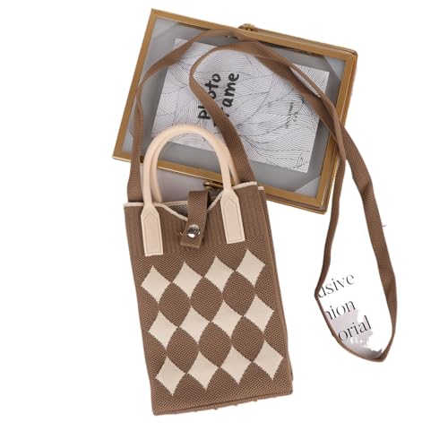 hiwhale Modische Karierte Handy tasche Damen Crossbody Mini-Tasche kleine niedliche leichte vier Jahreszeiten Handtasche Stricktaschen von hiwhale