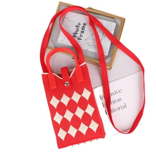 hiwhale Modische Karierte Handy tasche Damen Crossbody Mini-Tasche kleine niedliche leichte vier Jahreszeiten Handtasche Stricktaschen von hiwhale
