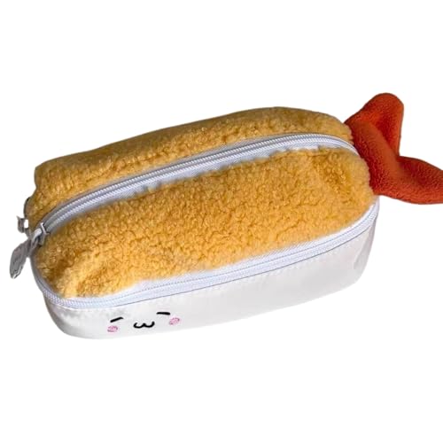 hiwhale Niedliche Cartoon gebratene Garnelen Plüsch Kugelschreiber Tasche Kawaii große Kapazität Reiß Verschluss Soft Pen Case Schreibwaren Aufbewahrung Tasche für Mädchen und Jungen Schul bedarf von hiwhale