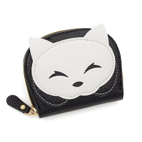 hiwhale Niedliche Fox Frauen Geldbörse aus PU-Leder Mini-Geldbörse mit Mehreren Steckplätzen Kreditkarten Halter mit Reiß Verschluss Münz Taschen von hiwhale