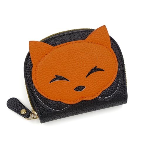 hiwhale Niedliche Fox Frauen Geldbörse aus PU-Leder Mini-Geldbörse mit Mehreren Steckplätzen Kreditkarten Halter mit Reiß Verschluss Münz Taschen von hiwhale