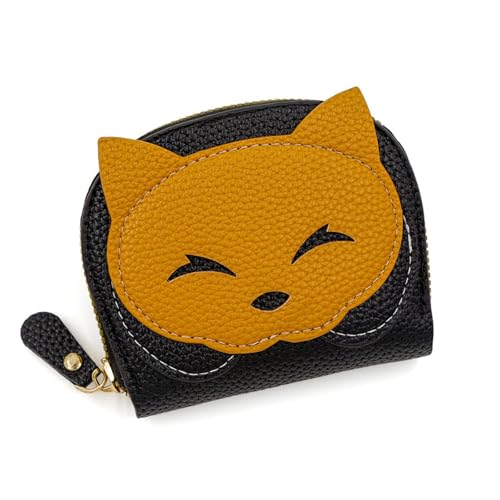 hiwhale Niedliche Fox Frauen Geldbörse aus PU-Leder Mini-Geldbörse mit Mehreren Steckplätzen Kreditkarten Halter mit Reiß Verschluss Münz Taschen von hiwhale