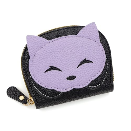 hiwhale Niedliche Fox Frauen Geldbörse aus PU-Leder Mini-Geldbörse mit Mehreren Steckplätzen Kreditkarten Halter mit Reiß Verschluss Münz Taschen von hiwhale