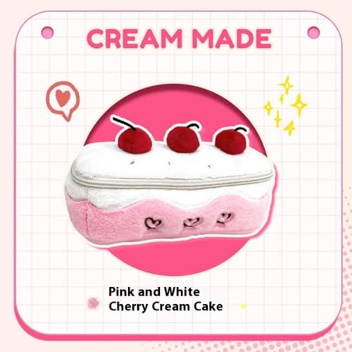 hiwhale Plüsch Feder mäppchen, große Kapazität Kawaii Kirsch Kuchen Design Fuzzy niedlichen Schule Schreibwaren Beutel von hiwhale