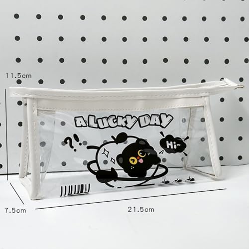 hiwhale Schicke transparente PVC, überdachte Stift Box mit großer Kapazität, entzückend schwarzes Katzen Muster Design, vielseitige Damen-Beauty-Aufbewahrung Tasche für den täglichen Gebrauch von hiwhale