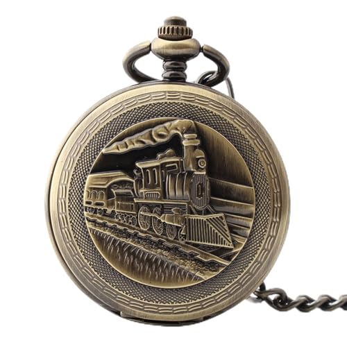 hixswnu Mechanische Vintage-Taschenuhr für, doppelt offenes Anhänger-Design mit Zugkopfmuster, perfektes Vatertagsgeschenk mit Kette hixswnu Mechanische Vintage-Taschenuhr für, doppelt offenes Anhänger-Design mit Zugkopfmuster, perfektes Vatertagsgeschenk mit Kette von hixswnu