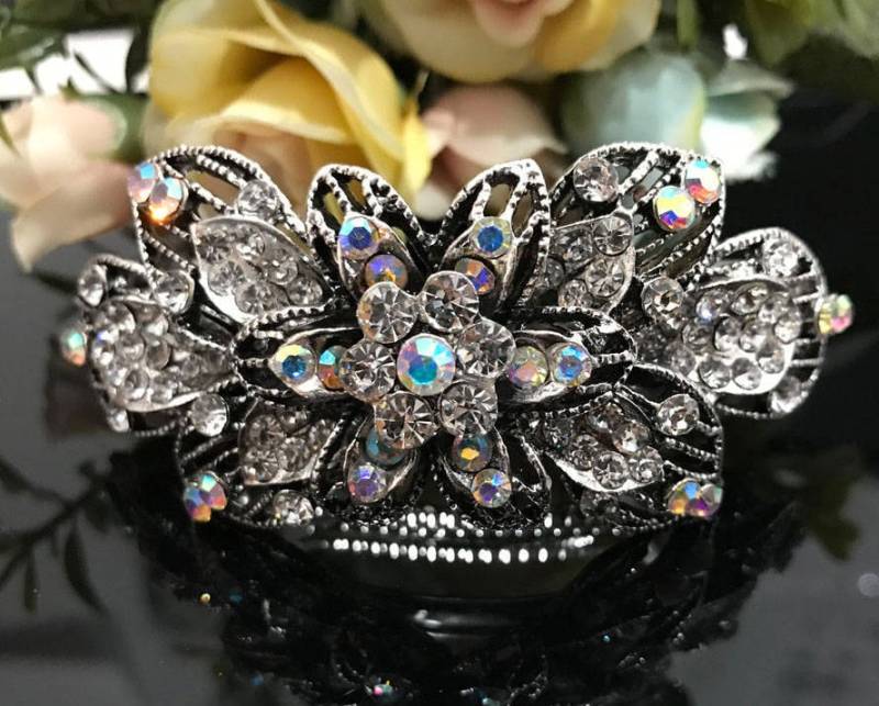 Vintage Blume Kristall Antike Haarspange, Französisch-Clip, Jahrgang Haar-Accessoire Vintage Blume Kristall Antike Haarspange, Französisch-Clip, Jahrgang Haar-Accessoire von hjewelry4