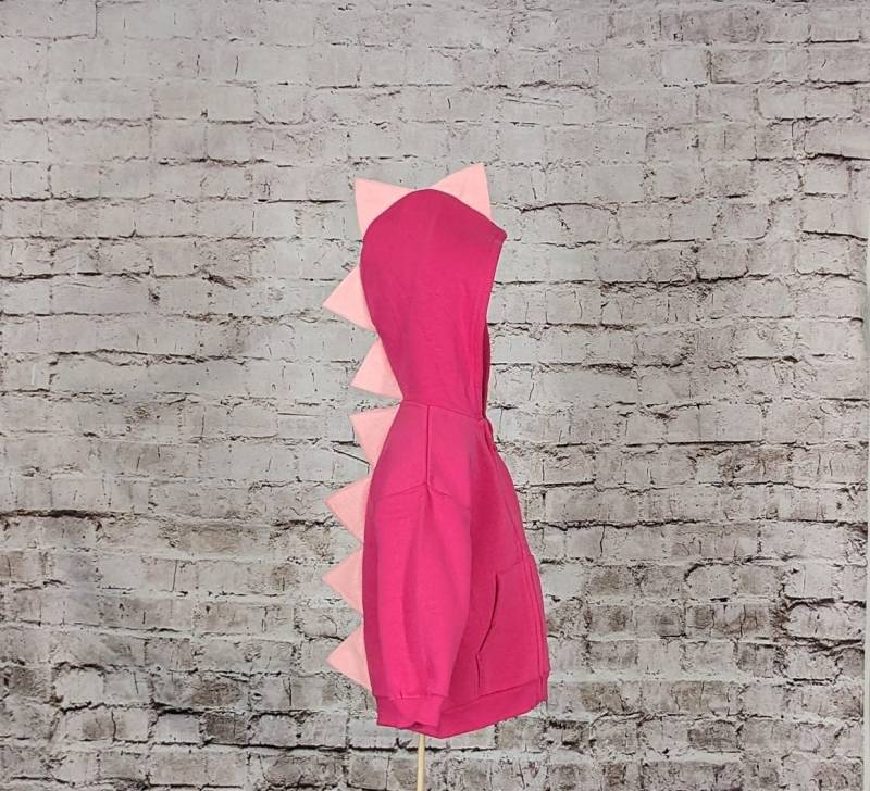 Hot Pink Dinosaurier Hoodie Mit Hellrosa | Oder Einer Beliebigen Farbe Spikes von hmmSewCrafty
