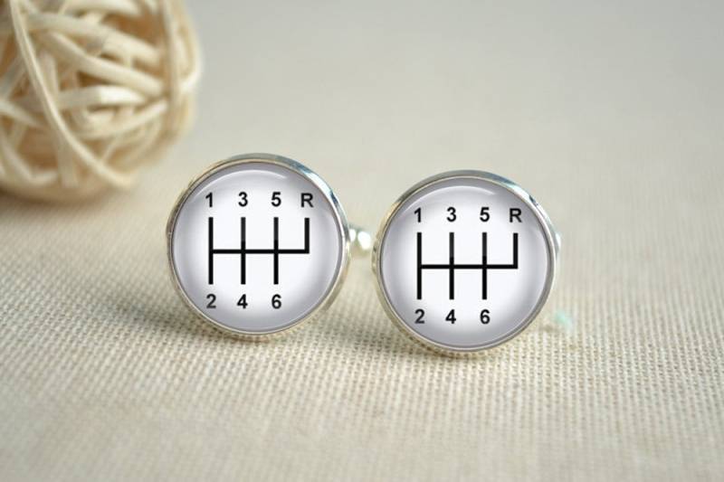 Auto-Manschettenknöpfe & Krawattenklammer-Set, Ganghebel Cabochon Herren Accessoires, Krawattenklammer, Hochzeit Manschettenknöpfe, Bräutigam von hmpisces