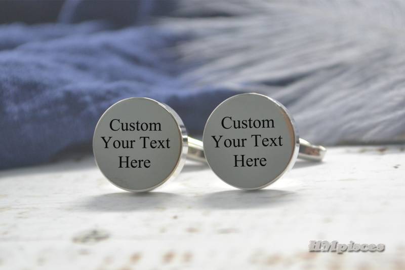Benutzerdefinierte Gravierte Manschettenknöpfe, Laser Gravieren Personalisierte Sie Ihren Text Hochzeit Geschenk Für Bräutigam Vater Bbf von hmpisces