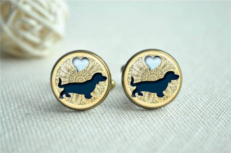 Dackel Manschettenknöpfe Silhouette Krawattenklammer, Hochzeitsgeschenke Für Bräutigam Verlobte Oder Hunde-Liebhaber von hmpisces