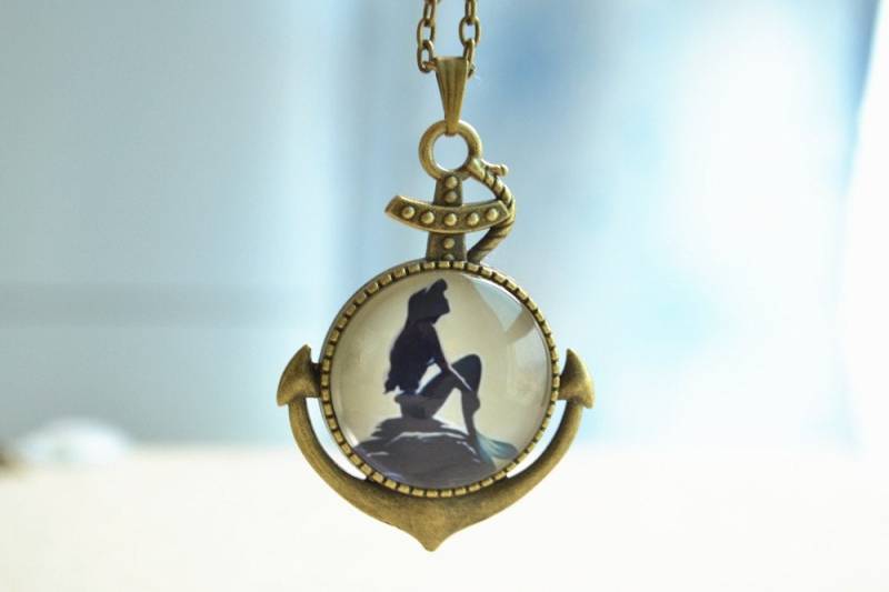 Die Kleine Meerjungfrau Halskette, Anker Anhänger Bild Anhänger, Nixe | xl020 von hmpisces