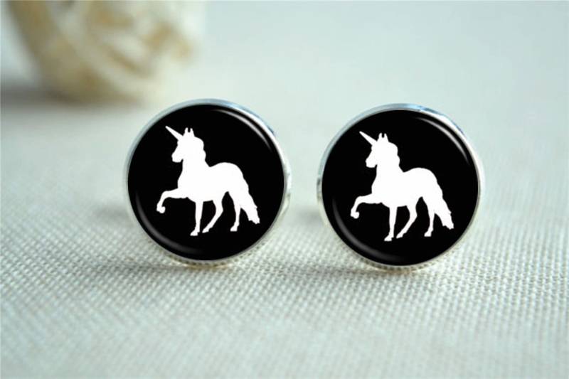 Einhorn Manschettenknöpfe, Pferd Silhouette Foto Krawatte Clip, Benutzerdefinierte Hochzeit Trauzeugen Geschenk, Vater Manschettenknöpfe | xk279 von hmpisces
