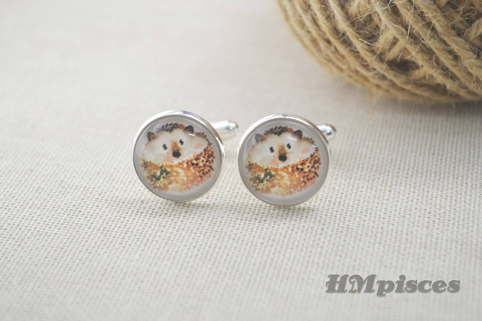 Igel Manschettenknöpfe, Krawatte Clip, Kunst Malen Bild Männer Hochzeit Groomsman Geschenk, Cabochon Schmuck | xk175 von hmpisces