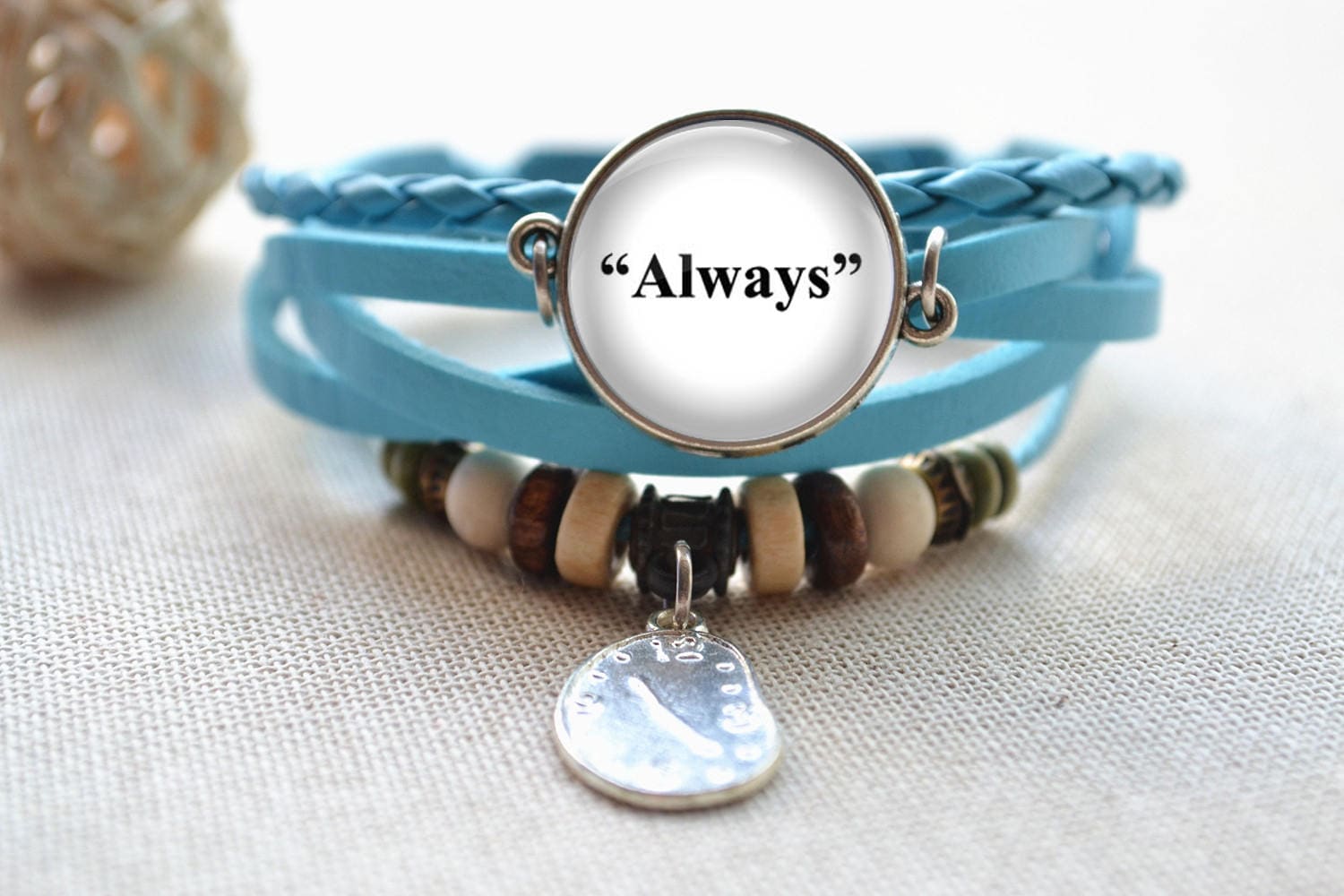 Immer Armband, Quote Armband, Uhr Bettelarmband, Geflochtenes Lederband Glaskuppel Bild Schmuck Geschenk | Sl051 von hmpisces