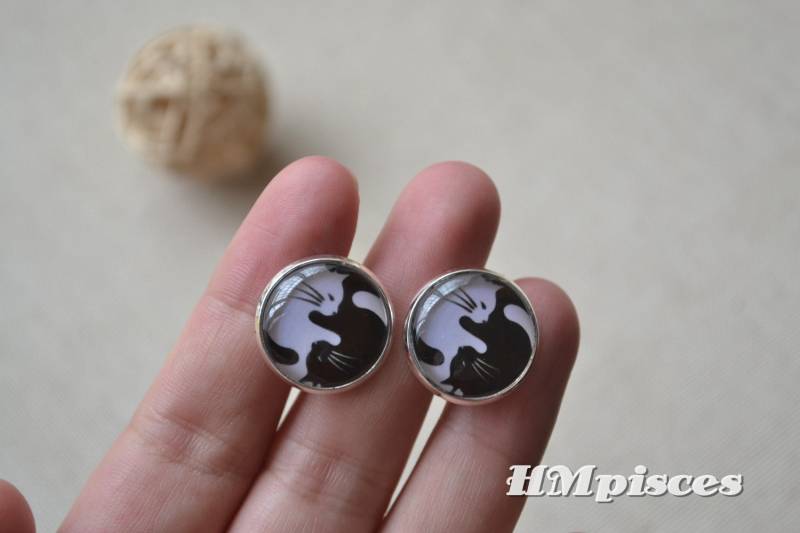 Katze Manschettenknöpfe, Schwarz Und Weiß Tai Chi Krawatte Clip, Herren Hochzeit Zubehör, Trauzeugen Manschettenknöpfe Geschenk | xk832102 von hmpisces