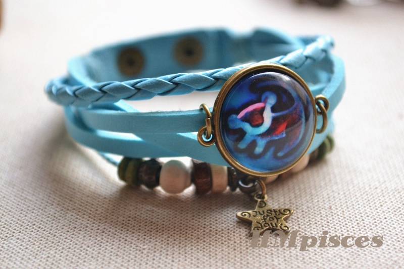 Löwen König Armband, Rafiki Simba Charm Armband, Löwen Zeichnung Geflochtenes Lederband Armband, Glaskuppel Bild Schmuck Geschenk | Sl037 von hmpisces