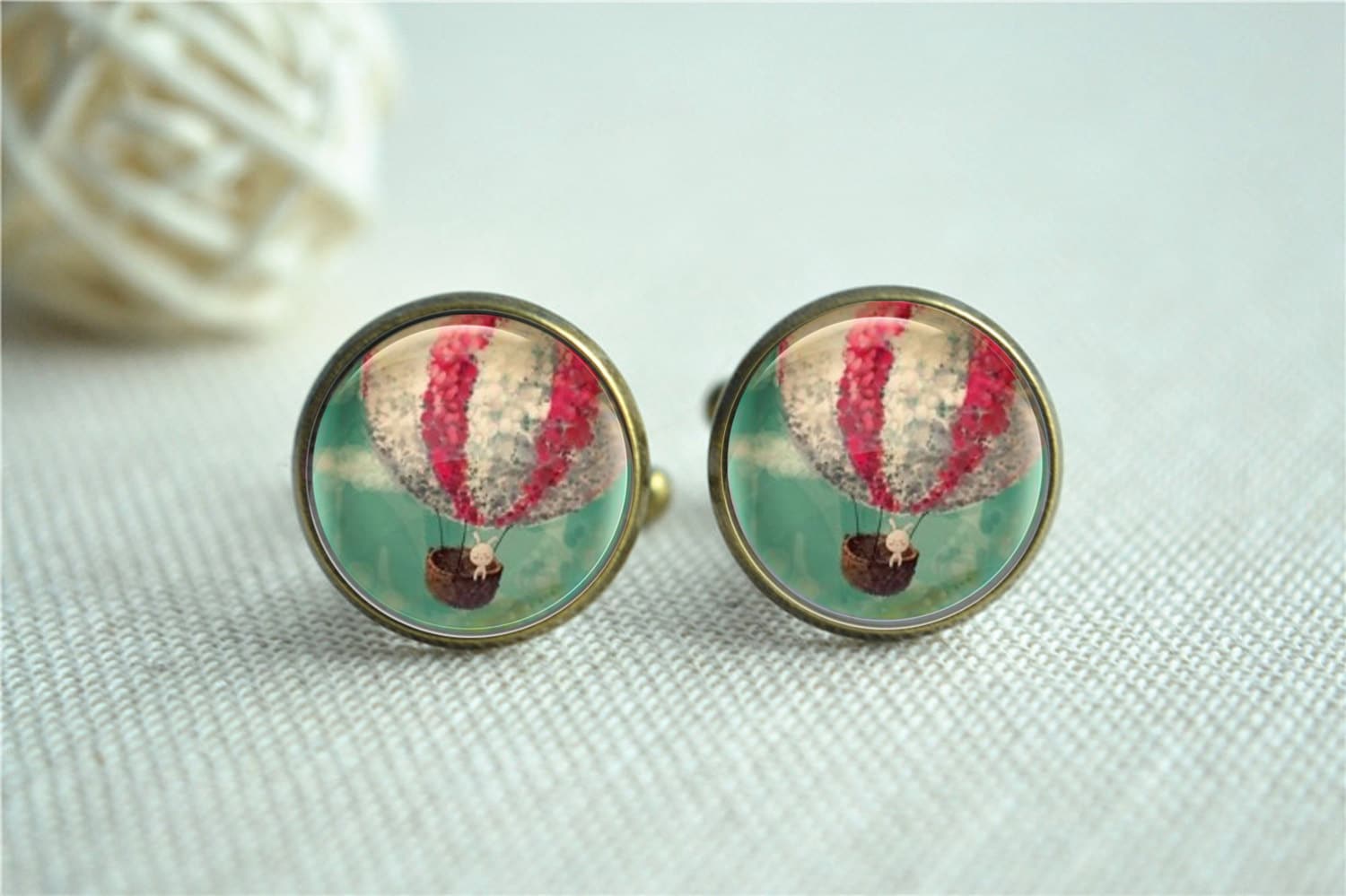 Männer Manschettenknöpfe, Heißluftballon Kaninchen Feuer Ballon Krawatte Bar Set, Up Beste Clip, Hochzeit Zubehör Geschenk | xk076 von hmpisces