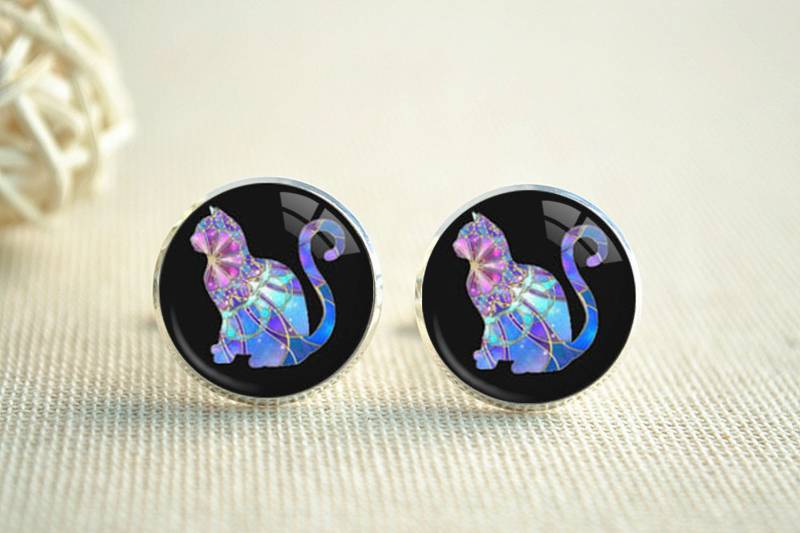 Manschettenknöpfe Mit Katze, Krawattenklammer Männer Hochzeit Manschettenknöpfe, Trauzeugen Geschenk, 16 Mm, Geschenk Für Ihn | xk160 von hmpisces