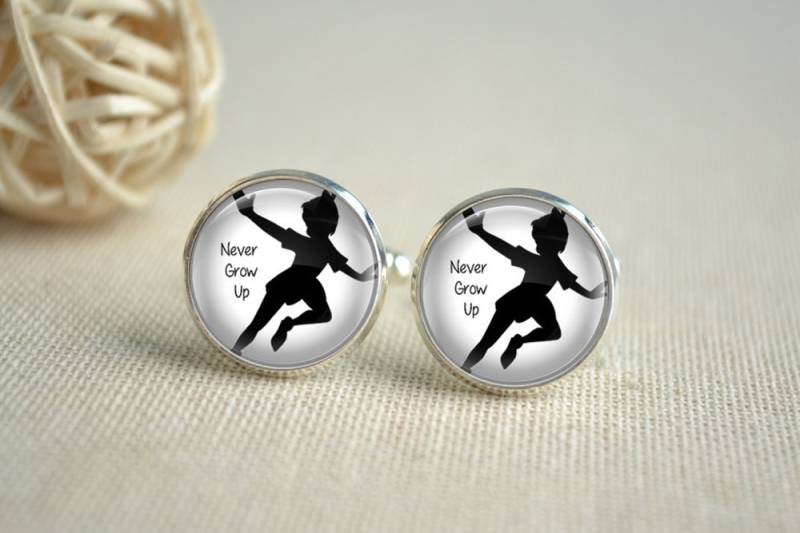 Peter Pan Inspiriert Manschettenknöpfe, Nie Wachsen Bis Krawatte Clip, Benutzerdefinierte Hochzeit Glaskuppel Geschenk Für Ihn Bild Schmuck | xk055 von hmpisces