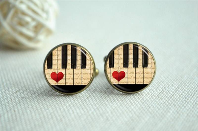 Retro-Klavier-Manschettenknöpfe, Klaviertasten-Manschettenknöpfe, Musik-Manschettenknöpfe, Musikgeschenke Für Ihn, Musiker-Krawattenklammer von hmpisces