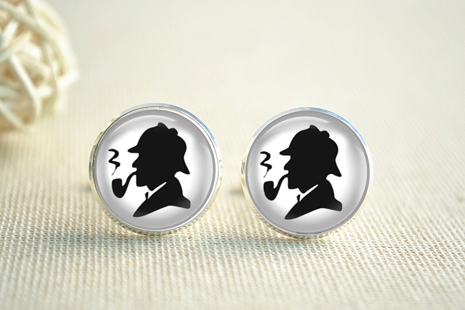 Sherlock Holmes Manschettenknöpfe, Detektiv Manschettenknöpfe Krawatte Clip, Rohr Personalisierte Hochzeit Trauzeugen | xk153 von hmpisces