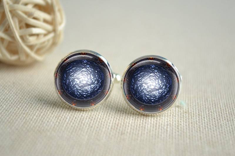 Stargate Manschettenknöpfe & Time Gate Krawattenklammer Set, Steampunk Personalisierbar Manschettenknöpfe, Herren Krawattenklammer, Geschenk Für von hmpisces