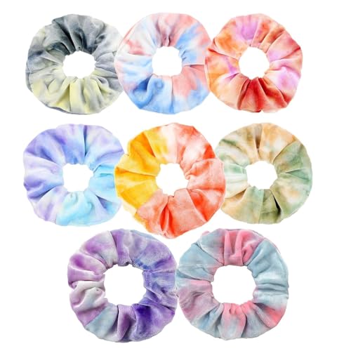 8 Stück Samt-Haargummis, Regenbogen-Haarbänder, weiche Premium-Haargummis für Damen, elastische Pferdeschwanz-Halter, Batikfärbung, Haarschmuck für Mädchen und Frauen 8 Stück Samt-Haargummis, Regenbogen-Haarbänder, weiche Premium-Haargummis für Damen, elastische Pferdeschwanz-Halter, Batikfärbung, Haarschmuck für Mädchen und Frauen von hnswwgew