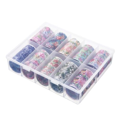 hoaker 1 Box/10 Rolle Aufkleber mit Buntem Blumendruck, Nagelfolien, Sternenfolien, Transferaufkleber, Nagelkunstdekorationen hoaker 1 Box/10 Rolle Aufkleber mit Buntem Blumendruck, Nagelfolien, Sternenfolien, Transferaufkleber, Nagelkunstdekorationen von hoaker