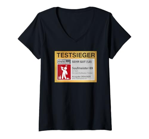 Damen testsieger stiftung alkoholtest T-Shirt mit V-Ausschnitt Damen testsieger stiftung alkoholtest T-Shirt mit V-Ausschnitt von hoangbiergemanquotes deutschbeerloverclubs